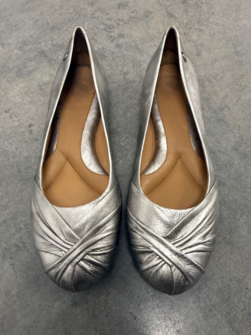 Nurture Silver Pleated Toe Ballet Flats